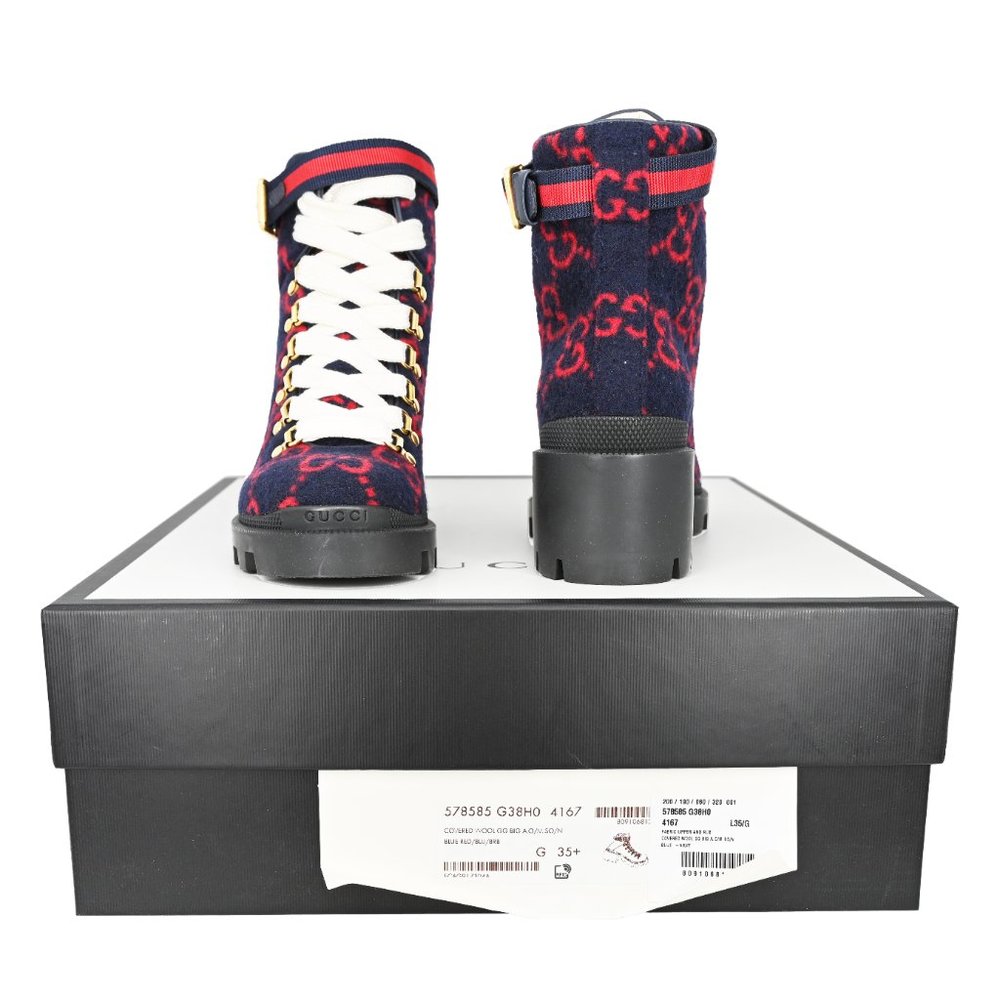 Gucci Women's GG Logo Wool Ankle Boot - Picture 7 of 9